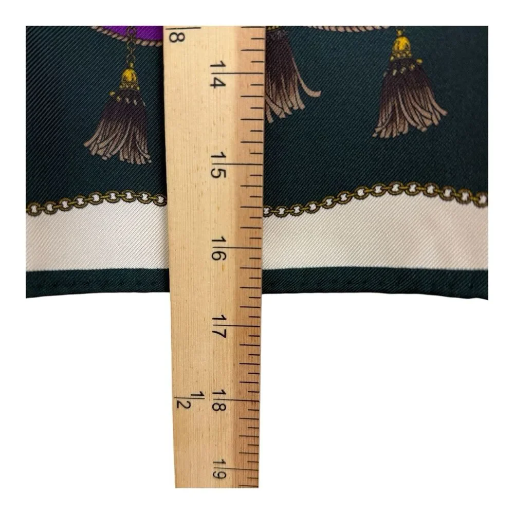 Veronica Beard Silk Square Scarf Green Purple Cream Floral Gift Box Included